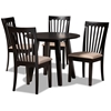 Baxton Studio Maisie Modern and Contemporary Sand Fabric Upholstered and Dark Brown Finished Wood 5-Piece Dining Set